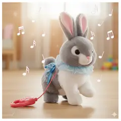 GENERICO - CONEJO CON COLLAR ELECTRÓNICO MUSICAL Y CAMINA PARA NIÑOS