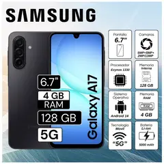 SAMSUNG - Celular A17 5G 4GB RAM 128GB 6.7" Pulg. Android 14 - Negro