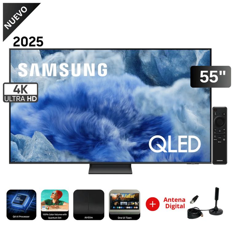 Televisor 55 pulgadas QLED 4k Control de voz QN55Q8FAAGXPE + Antena Digital