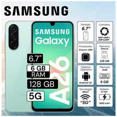 SAMSUNG - Celular Galaxy A26 5G 6.7" Pulg. 6GB RAM 128GB Android 15 - Verde