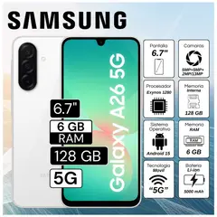 SAMSUNG - Celular Galaxy A26 5G 6.7" Pulg. 6GB RAM 128GB Android 15 - Blanco