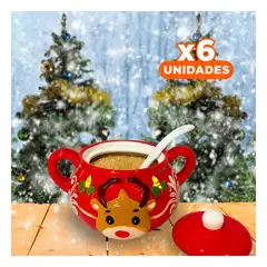 GENERICO - Pack6 Frasco Decorativo Navideno Reno en Relieve para Envasar Azucar Y+Regalo Sticker