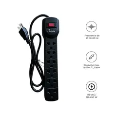 OMEGA - Supresor de picos 6 Tomas 220V 492723BK Negra