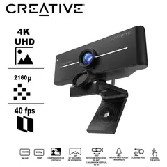 CREATIVE - CAMARA LIVE CAM SYNC 4K UHD 2160P DUAL MIC USB CTAPA BLACK