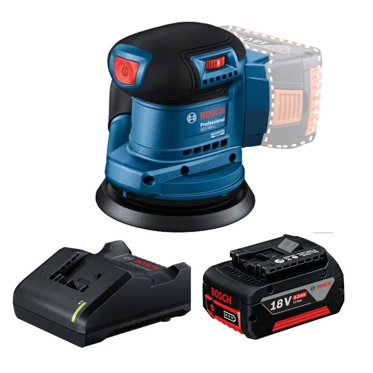 Lijadora GEX 185-LI + Batería 18V 40Ah + Cargador