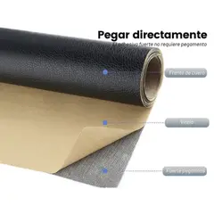 GENERICO - Parche Rollo Autoadhesivo Cuero Negro Reparador