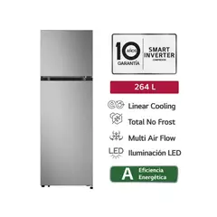 LG - Refrigeradora Top Freezer 264 LT LinearCooling Multi-Air Flow VT26BPY Plateada