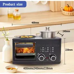 GENERICO - Horno Multifuncion 3 en 1 Desayunero Cocina Rapida Eléctrico