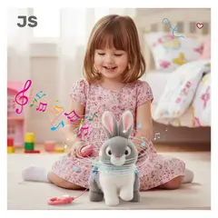 GENERICO - CONEJO CON COLLAR ELECTRÓNICO MUSICAL Y CAMINA PARA NIÑOS