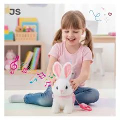 GENERICO - CONEJO CON COLLAR ELECTRÓNICO MUSICAL Y CAMINA PARA NIÑOS