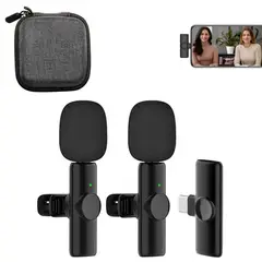 NANOTRON TECHNOLOGIES - Micrófonos Inalámbricos Solaperos 2 en 1 K11 Tipo C con estuche