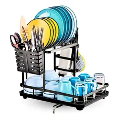 INSPIRA MARKET - Escurridor de Platos de 2 Niveles Porta Cubiertos