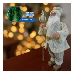 GENERICO - Santa Navideno Musical con Baston y Detalles de Rayas Curvas para Mesa Y+Guirnalda Nav