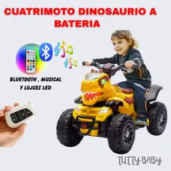 EBABY - CUATRIMOTO DINOSAURIO REX A BATERIA PARA NIÑOS CON CONTROL REMOTO - AMARILLO