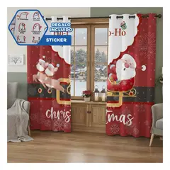 GENERICO - Cortina Cinturón con Santa en Trineo Decoración en Rojo Y+Regalo Sticker