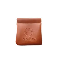 SNOOPY - MONEDERO CUADRADO COMPACTO - MARRÓN CAMEL