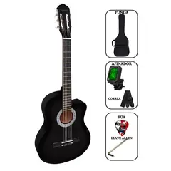 SOUND STAR - Guitarra Acústica Negro 39″ nylon con funda Afinador Correa pua