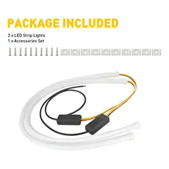 JET - Par Tira LED 60cm Flexible DRL Ojos De Angel Blanco +Direccional Ámbar