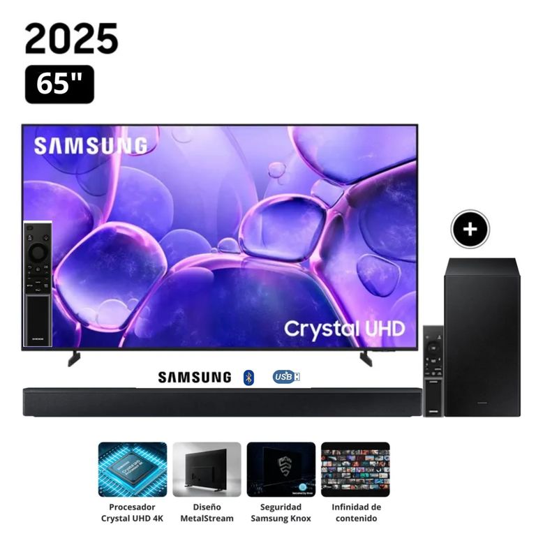Televisor Smart TV 65Crystal UHD 4K UN65U8000F + Soundbar HW-B450