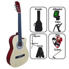 SOUND STAR - Pack Guitarra Acústica Natural 39″ nylon incluido accesorios