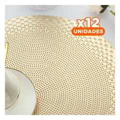 GENERICO - Pack12 Decoracion Elegante de Mesa con Individuales Dorados Y+Regalo Sticker