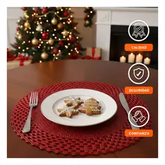 GENERICO - Set de 6 Individuales Rojos con Borde Cuadrado