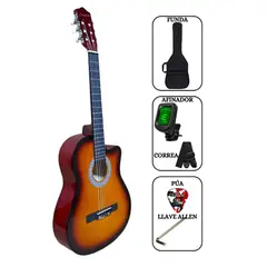 SOUND STAR - Guitarra Acústica Sunburst 39″ nylon con funda Afinador Correa Púa