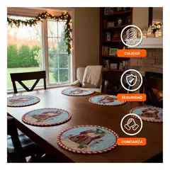 GENERICO - Set de 6 Individuales Celestes con Joy Niño Estilo de Navidad