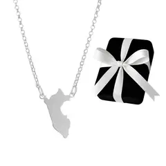 GENERICO - Collar Mapa Perú Plata 925 Regalo Unisex Fiestas Patrias