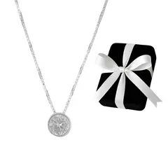 GENERICO - Collar Mujer Punto De Luz Zircón Plata 925 Regalo Mamá Novia