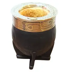 GENERICO - Mate Imperial Premium de Calabaza Cuero Negro y Virola de alpaca N1