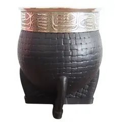 GENERICO - Mate Imperial Premium de Calabaza Cuero Negro y Virola de alpaca N3