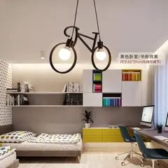 GENERICO - Lámpara Colgante bicicleta negro incluye 2 focos led