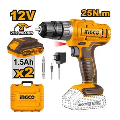 INGCO TOOLS - TALADRO ATORNILLADOR INGCO 12V 25NM + 2 BATERÍAS 1.5AH CDLI1228