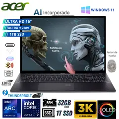 ACER - Laptop Ultra 9 288V - Laptop Profesional con IA • OLED 16” • 32GB + 1TB