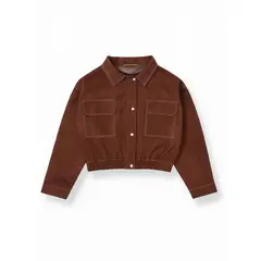 GENERICO - Casaca Mujer Bomber Casual Suede - Marrón Chocolate