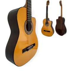 FEINZ - Guitarra Acústica Nacional Mod Media Luna en Acabado Rustico + Funda + Pua