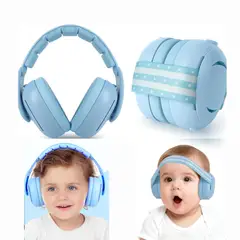 GENERICO - Audifonos Antiruido Orejeras 2 en 1 para Bebés 3 meses - Niños 4 años - Celeste