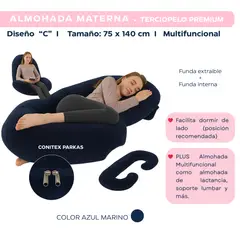 GENERICO - ALMOHADA DE EMBARAZO I DISEÑO C I COLOR AZUL MARINO