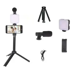 OEM - Mini Kit De Grabación Micrófono Luz Led Trípode MOD Ay-49