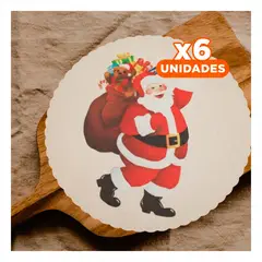 GENERICO - Pack6 Juego de Individuales Navidenos con Motivo Santa con Regalos Y+Regalo Sticker