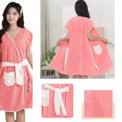 GENERICO - Salida bata toall de baño absorbente lana coralina con correa