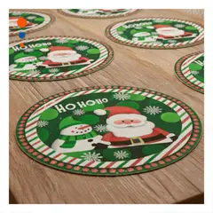 ANIMALIA - Individual Navideño de Santa y Muñeco de Nieve para Comedor Verde y Rojo Y+Ligas Regalo