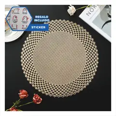 SKYBLOO - Set de Individuales Dorados con Diseño de Cuadros Y+Regalo Sticker