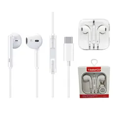 GENERICO - AUDIFONO TIPO C TRANYOO T-R 13 BLANCO EN CAJA CONTROL VOLUMEN