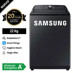 SAMSUNG - Lavadora 22Kg Carga Superior WA22A8377GVPE Bubble Smart