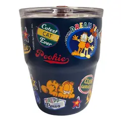 GARFIELD - Mug vaso con cañita Kawaii Chibi 480 ml azul