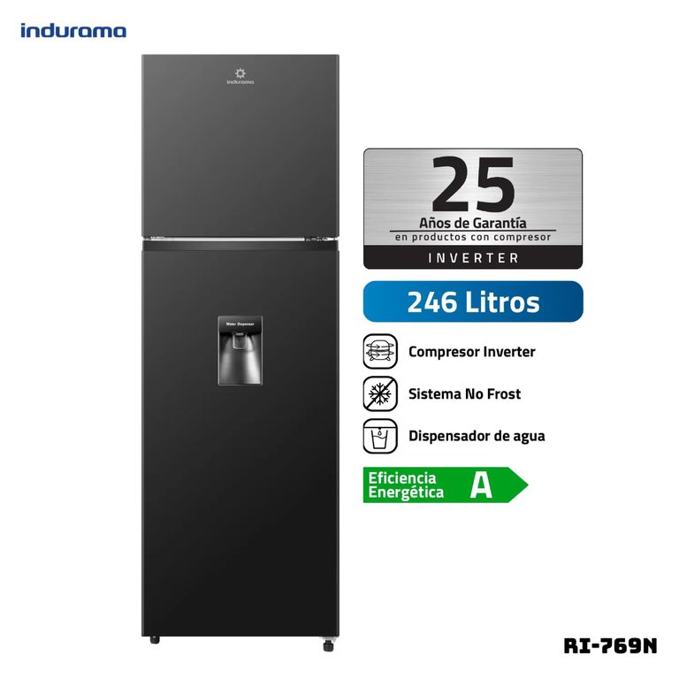 REFRIGERADORA 246 L TOP FREEZER NEGRO - RI-389DNI