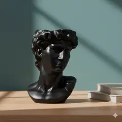 NACIONAL - Florero Busto de David Cerámica Negra Arte y Elegancia