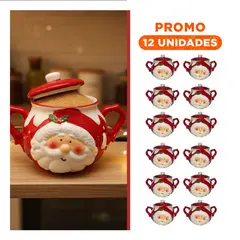 GENERICO - Pack12 Azucarero Decorativo para Hogar con Motivo Santa Claus Rojo Blanco
